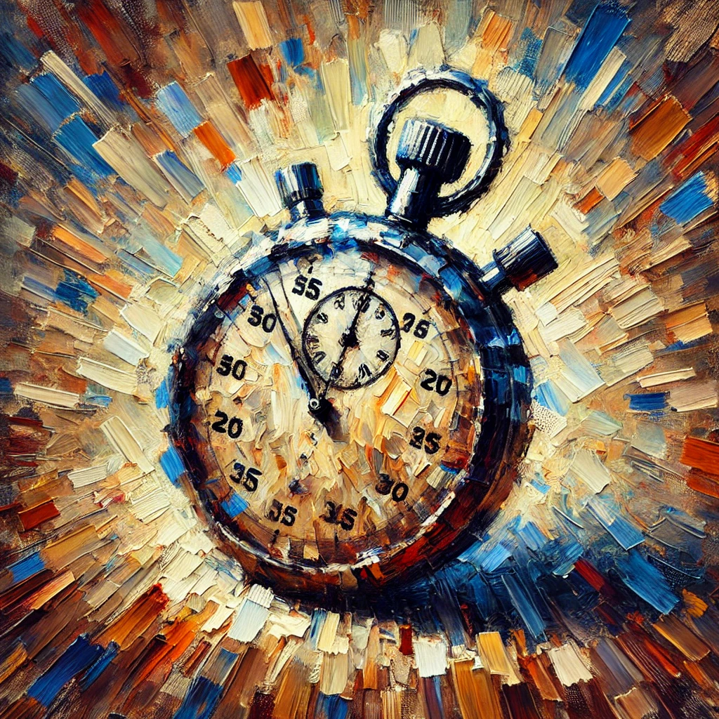 stopwatch oil painting